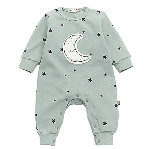 Bebone Peluches de niños niñas Pijamas de Traje de casa Ropas de Estrellas y de bebés de la Luna (Verde, 9-12 Meses)